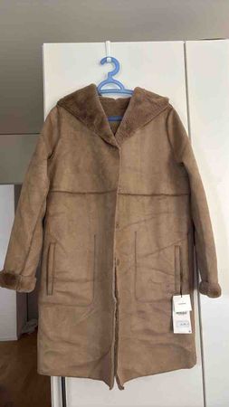Damen Wintermantel Wildlederoptik braun Neu