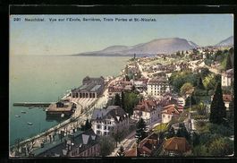 Neuchâtel, Vue sur l'Evole, Serrieres, 
