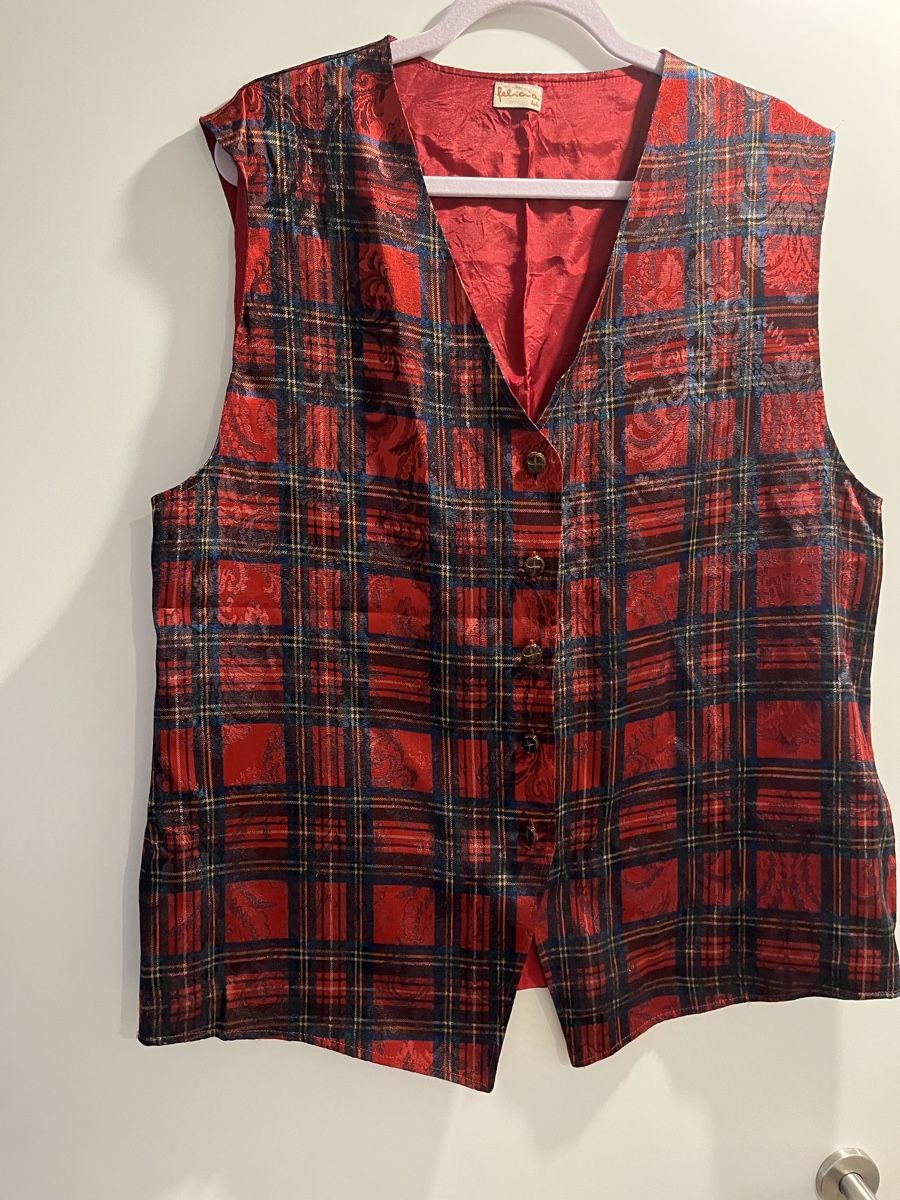 Gilet & Giacche: Vintage Elegante weste rot kariert Gr. 44 – Usato da Zürich venduto da Closetbesties