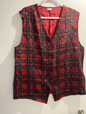 Vintage Elegante weste rot kariert Gr. 44