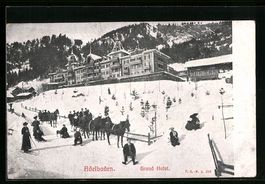 Adelboden, Grand Hotel mit Pferdeschlitt