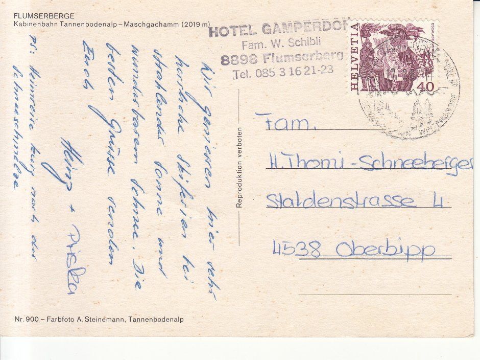 Cartoline postali: Flumserberge 1981 – Usato da Bürglen TG venduto da StampGraf 1