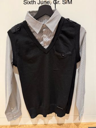 gestreiftes Hemd mit Strickweste Sixth June Gr. S/M
