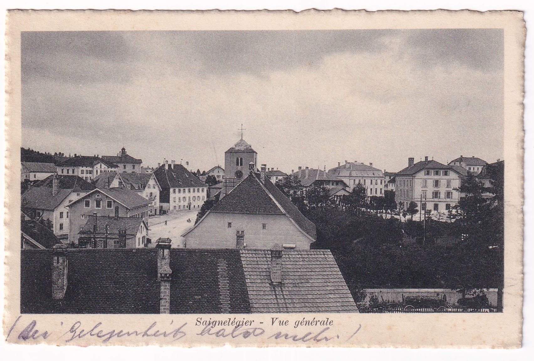 Ansichtskarten: Saignelégier - Vue générale.  1915 Feldpost – Gebraucht aus Cormoret von Pascalll2001