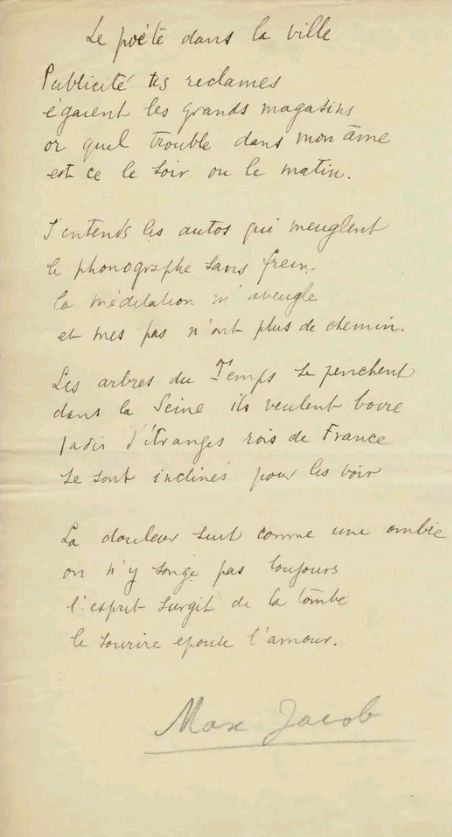 Autografi: Poème Original signé de Max Jacob – Usato da Zürich venduto da Rousseau11