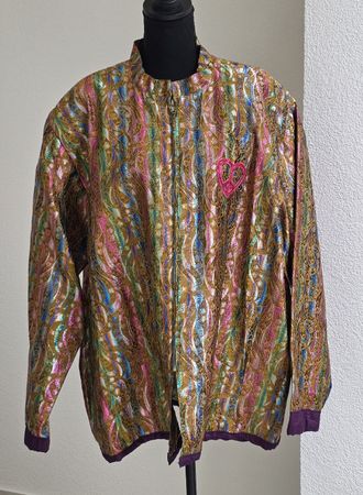 Bunte Jacke mit Peace-Zeichen & Pailletten Gr. XL 