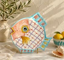 Plat décoratif poisson Vietri peint à la main – Italie 🇮🇹