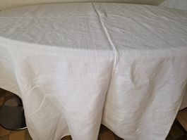 Tischdecke aus Leinen naturfarben 180x124cm.