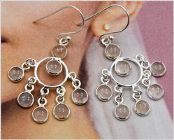 ♛ Rosenquarz Ohrhänger 925 Silber