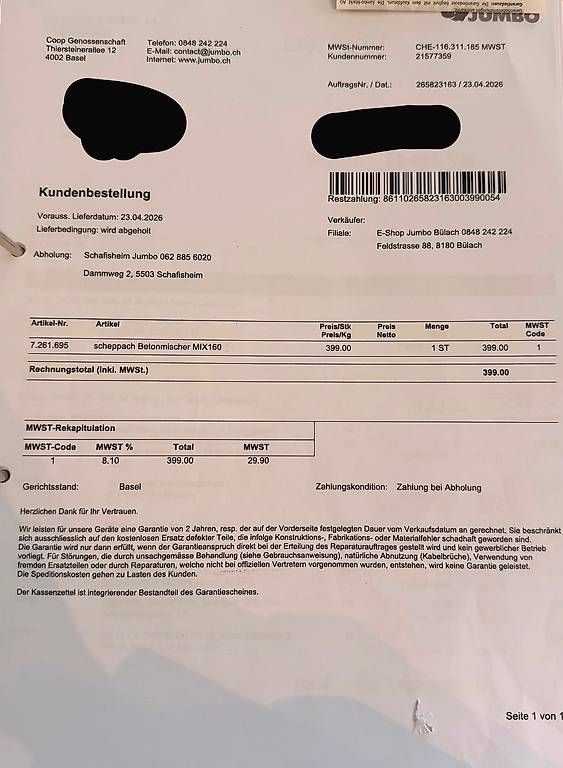 Alle Maschinen: Betonmischer zu varkaufen – Gebraucht aus Schafisheim von sandro___95 1