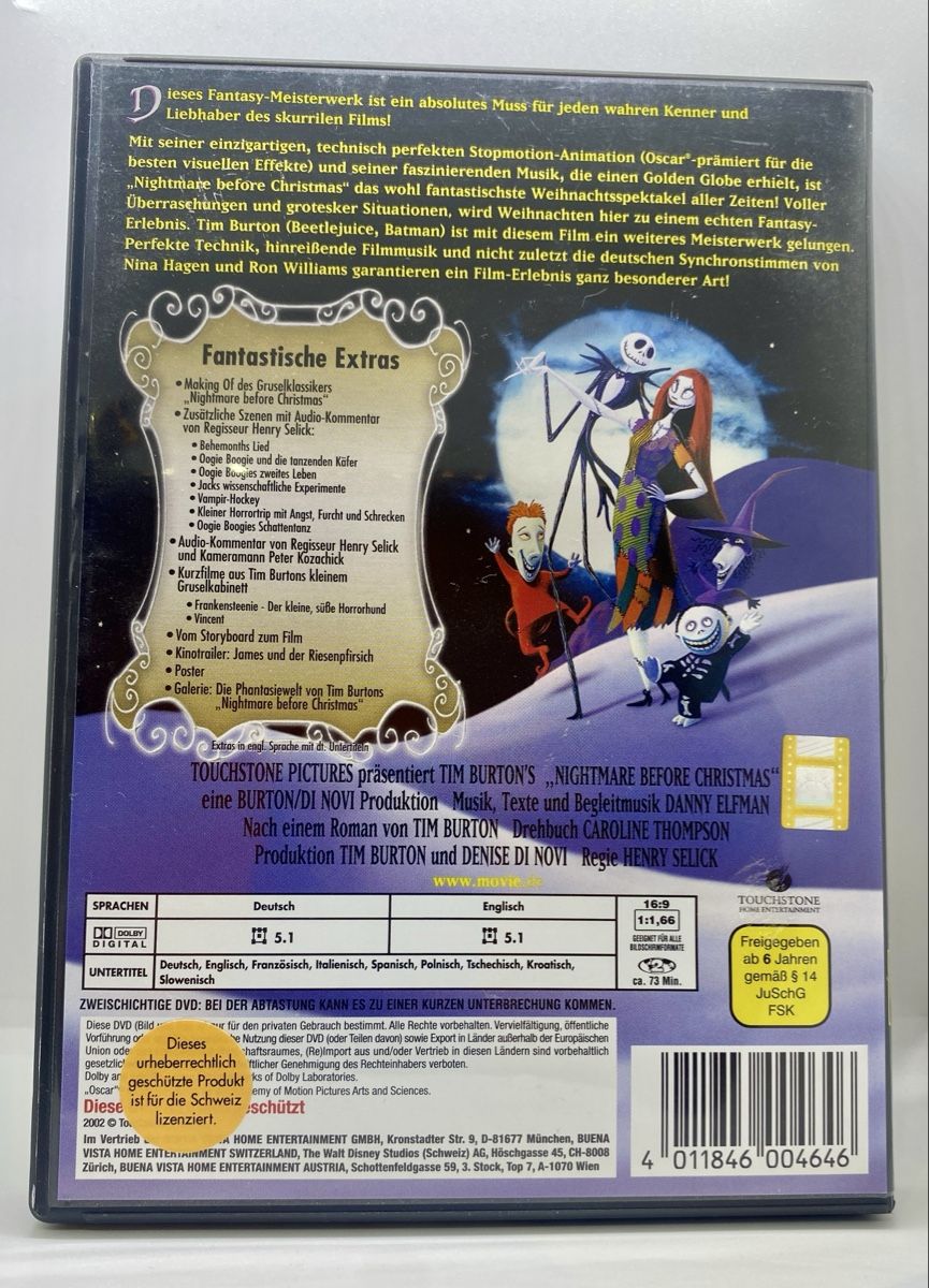Tutti i DVDs: Tim Burton's Nightmare Before Christmas DVD Special! – Usato da Zürich venduto da m7lx 1