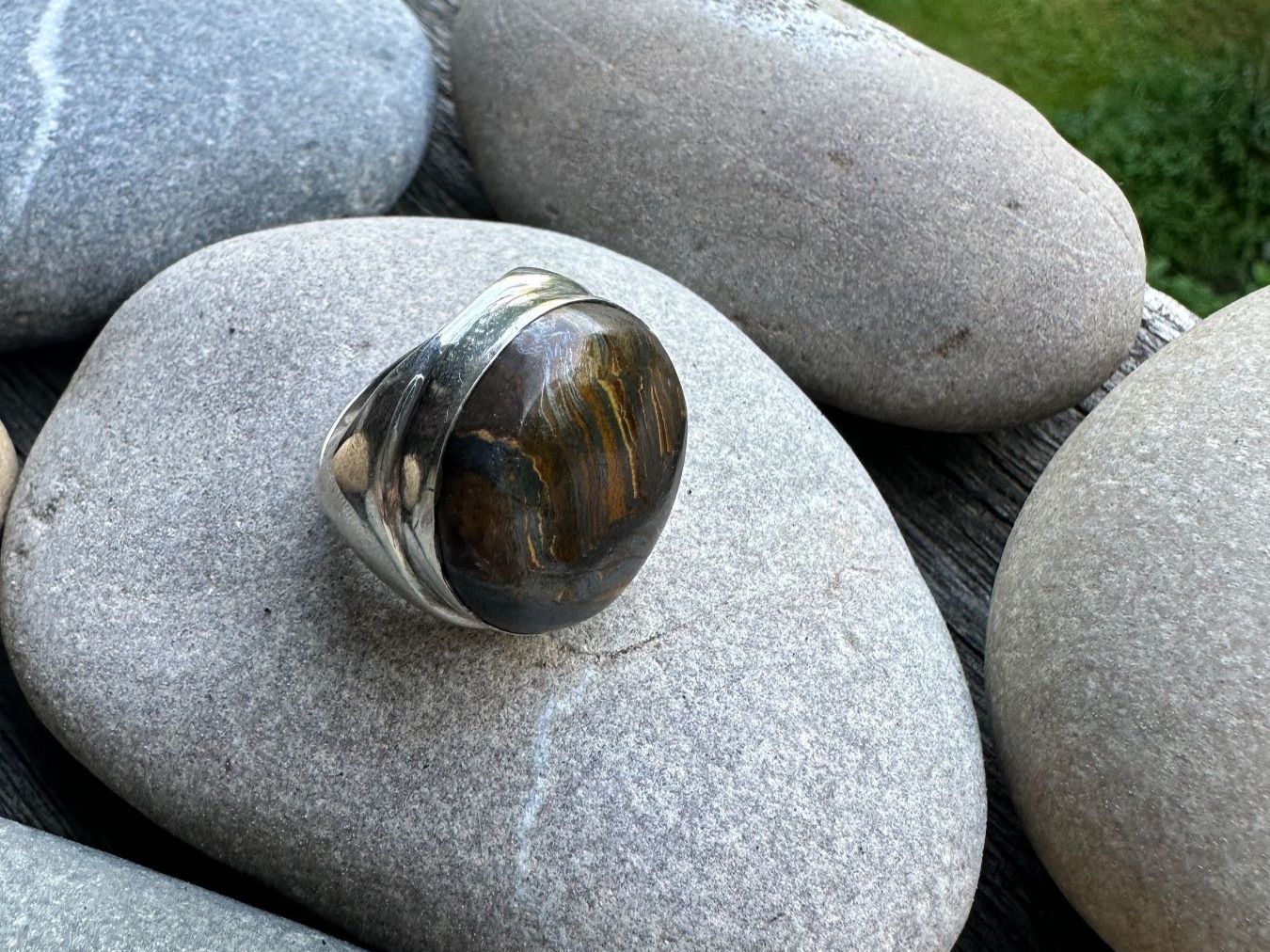 Anelli: Massiver Silberring (925) mit Bronzit – Usato da Muri AG venduto da Shoshana5 4