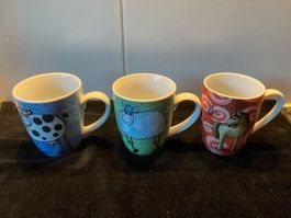 3 Domestic Tassen mit Tier-Motiv