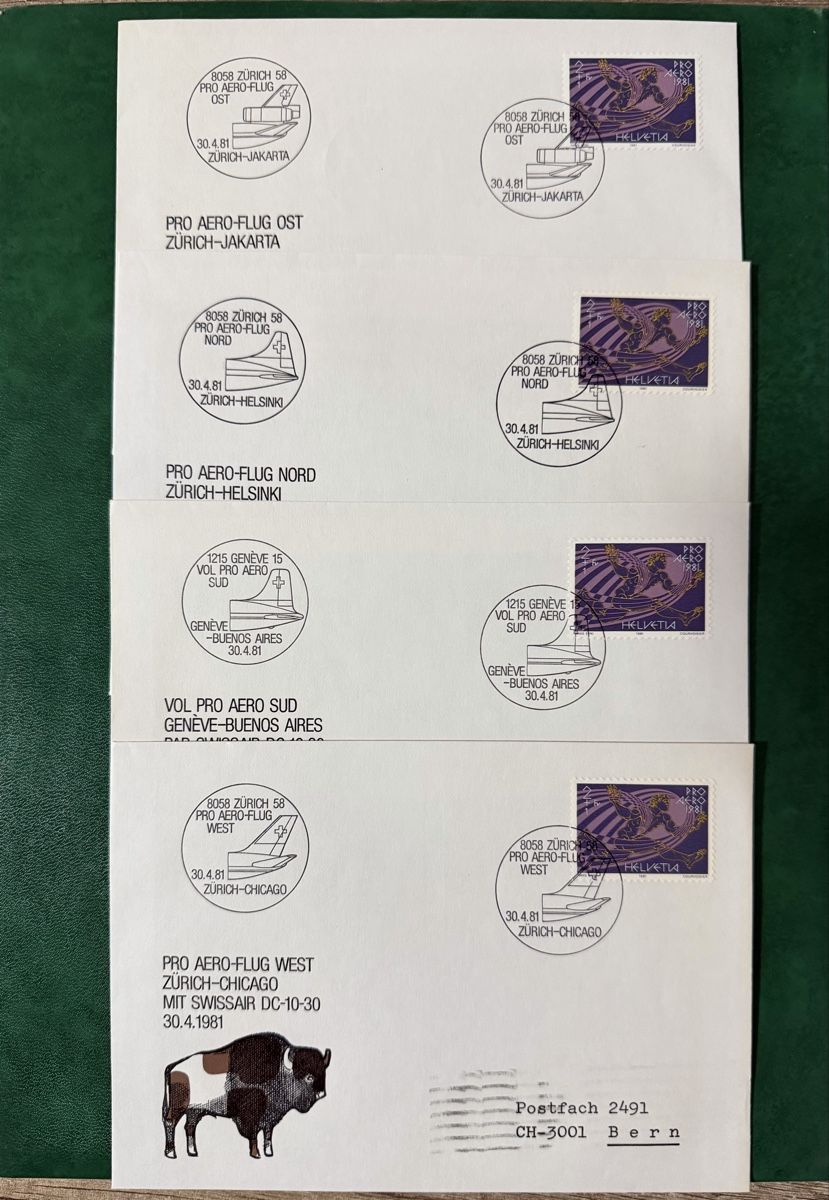Tutti i francobolli: 4 FDC thème aviation – Usato da Petit-Lancy venduto da Solcarm