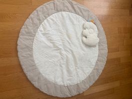 Baby Krabbeldecke, beige  90 cm, gefüttert