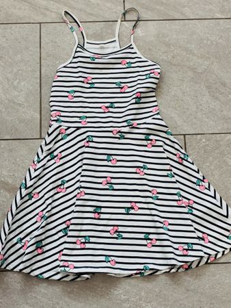 Mädchen Sommerkleid gestreift mit Kirschen Grösse 128