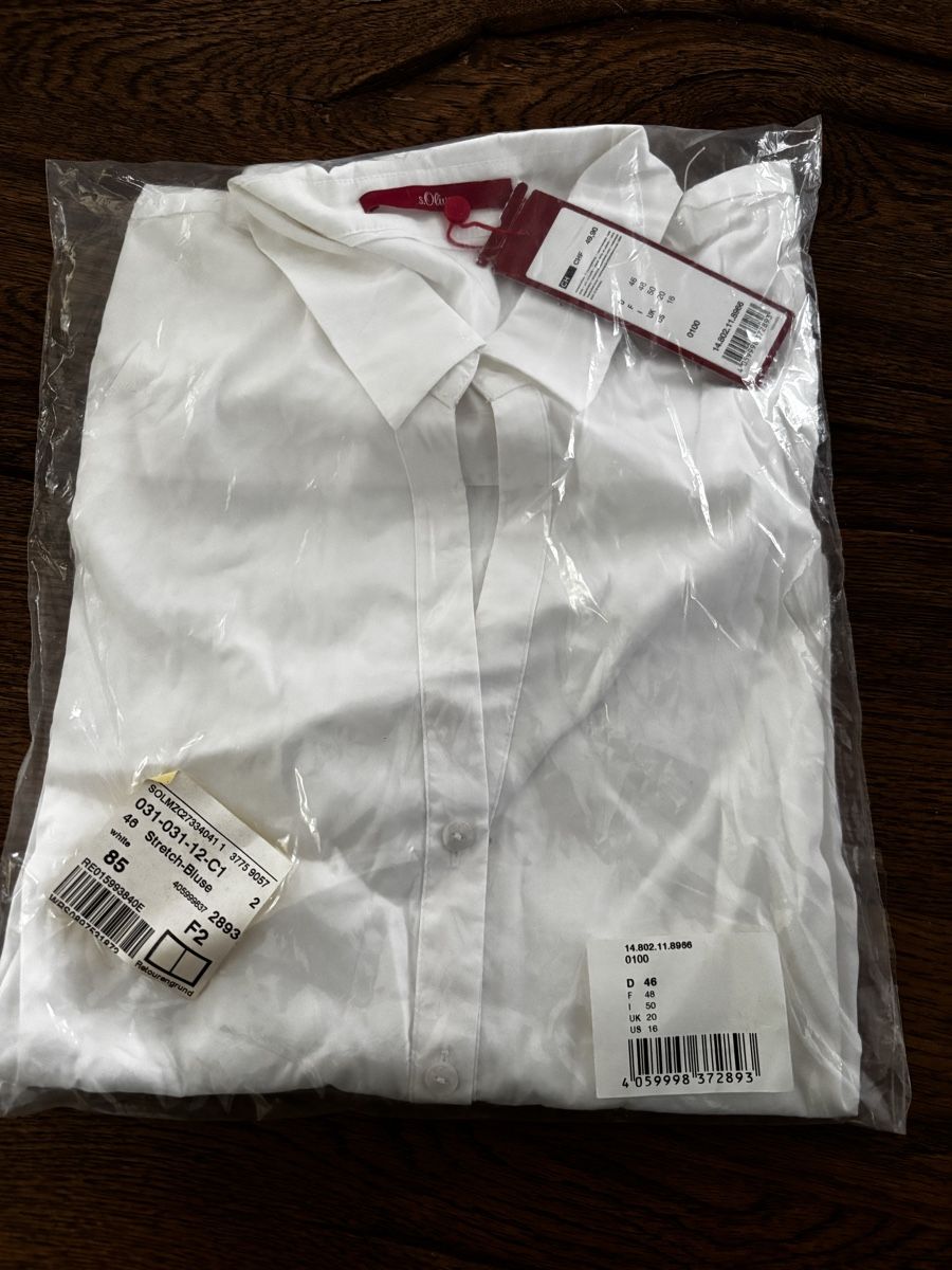 S.Oliver Camicette: S. Oliver weisse Stretch-Bluse Gr. 46 neu – Nuovo e nell'imballaggio originale da Rümlingen venduto da Mmoni
