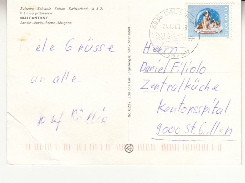 Ansichtskarten: Malcantone 2000 – Gebraucht aus Bürglen TG von StampGraf 1