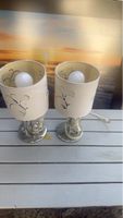2 Tischlampen creme mit Motiven