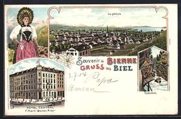 Litho Biel, Hotel Central, Taubenloch, P