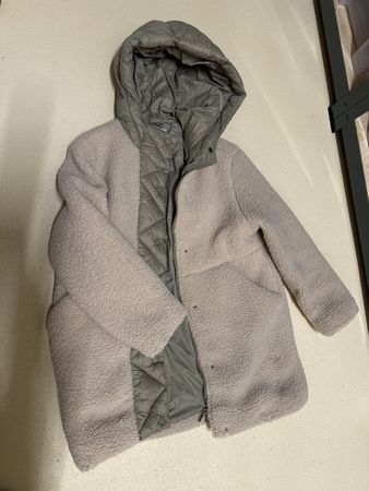 Zara Grey Fleece Padded Hooded Jacket