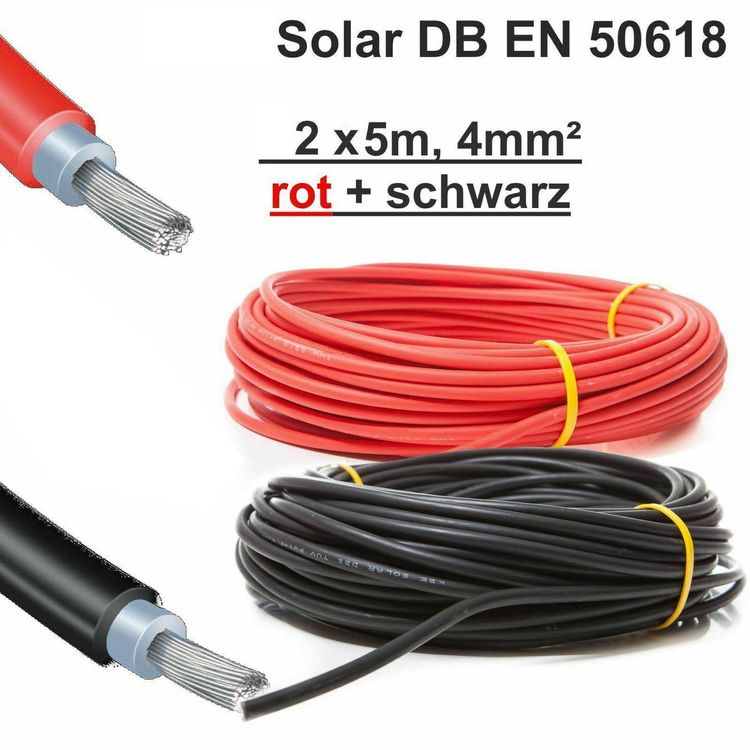 Solarkabel, 2 X 2.5M, 4Mm² Rot+Schwarz Stromkabel solar Kaufen auf Ricardo