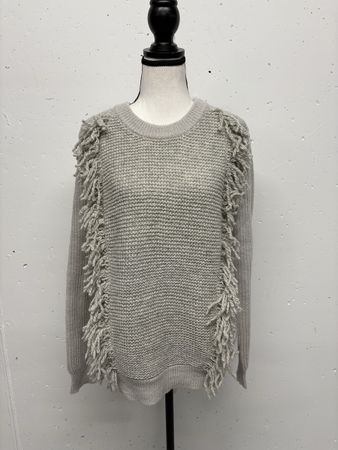 Banana Republic Pullover Fransen Gr. M Mohair Wolle grau
