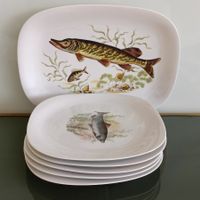 Vintage Teller Fischservice Fischmotiv Langethal Porzellan