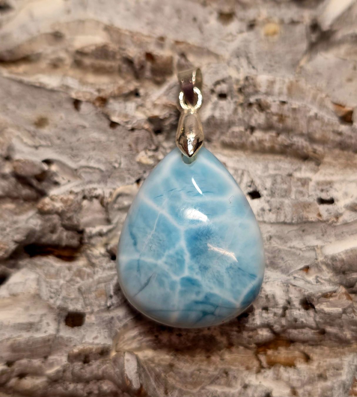 Minerali & Pietre curative: Larimar Anhänger mit Metallöse – Nuovo e nell'imballaggio originale da Matzingen venduto da Shay_Crystalz 1