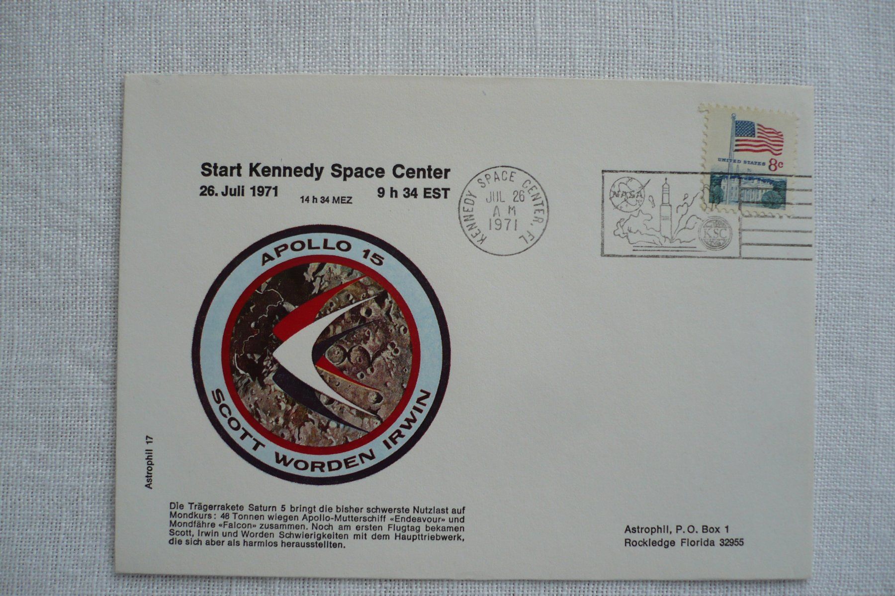 Tous les timbres: 1971 APOLLO 15 Start – D'occasion à Zürich par saltandpepper008