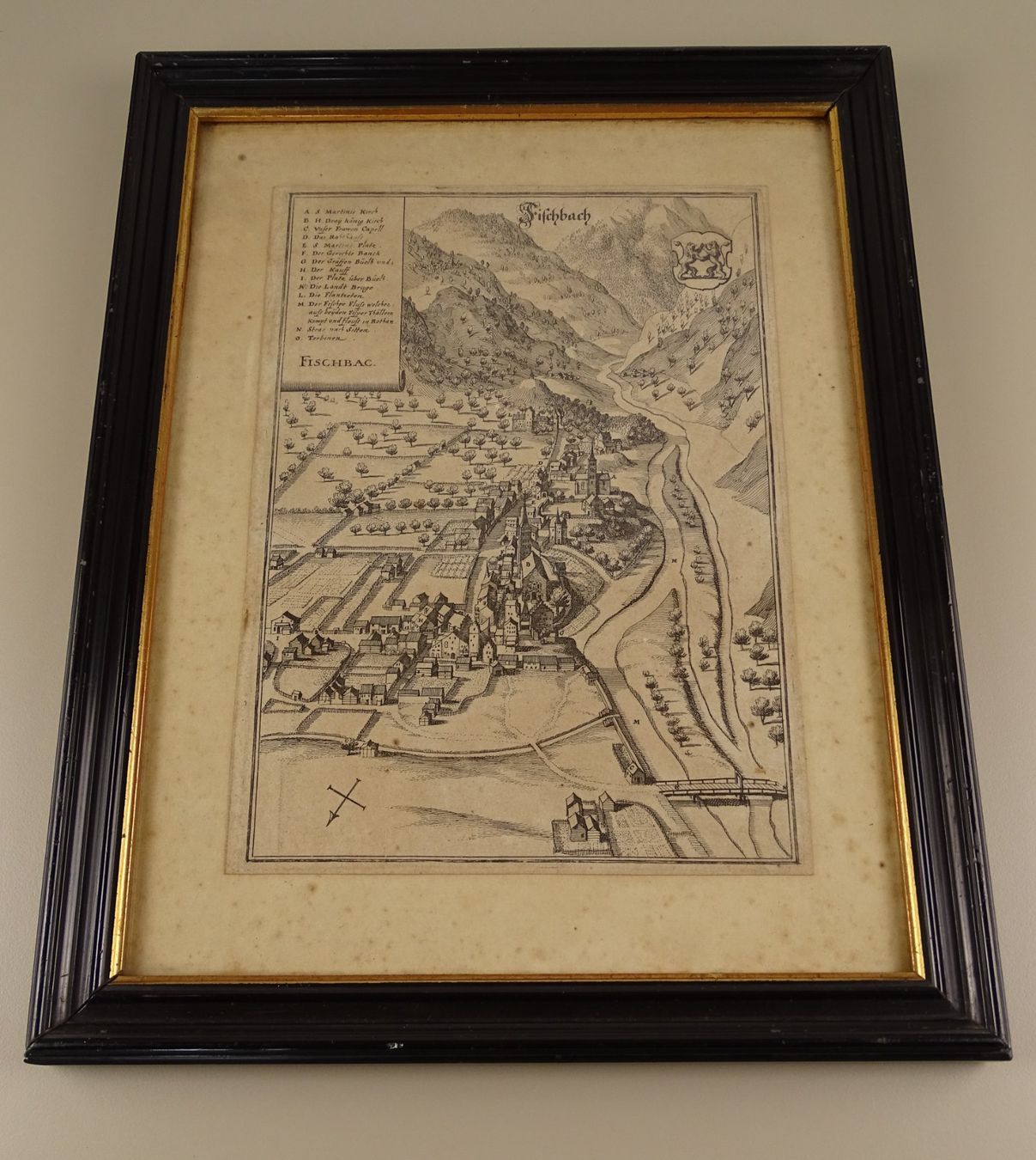 Incisioni: VIÈGE, VISP, FISCHBACH, KUPFERSTICH 1654 – Usato da Grüningen venduto da Kartensammler