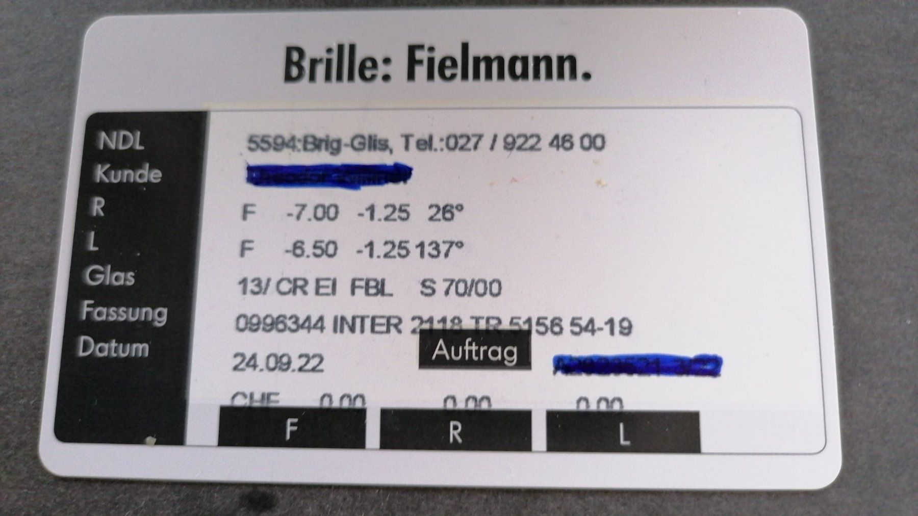 Fielmann Brillen & Gläser: stark korrigierte Brille, schwarz/grau – Gebraucht aus Grächen von Hel7890 2