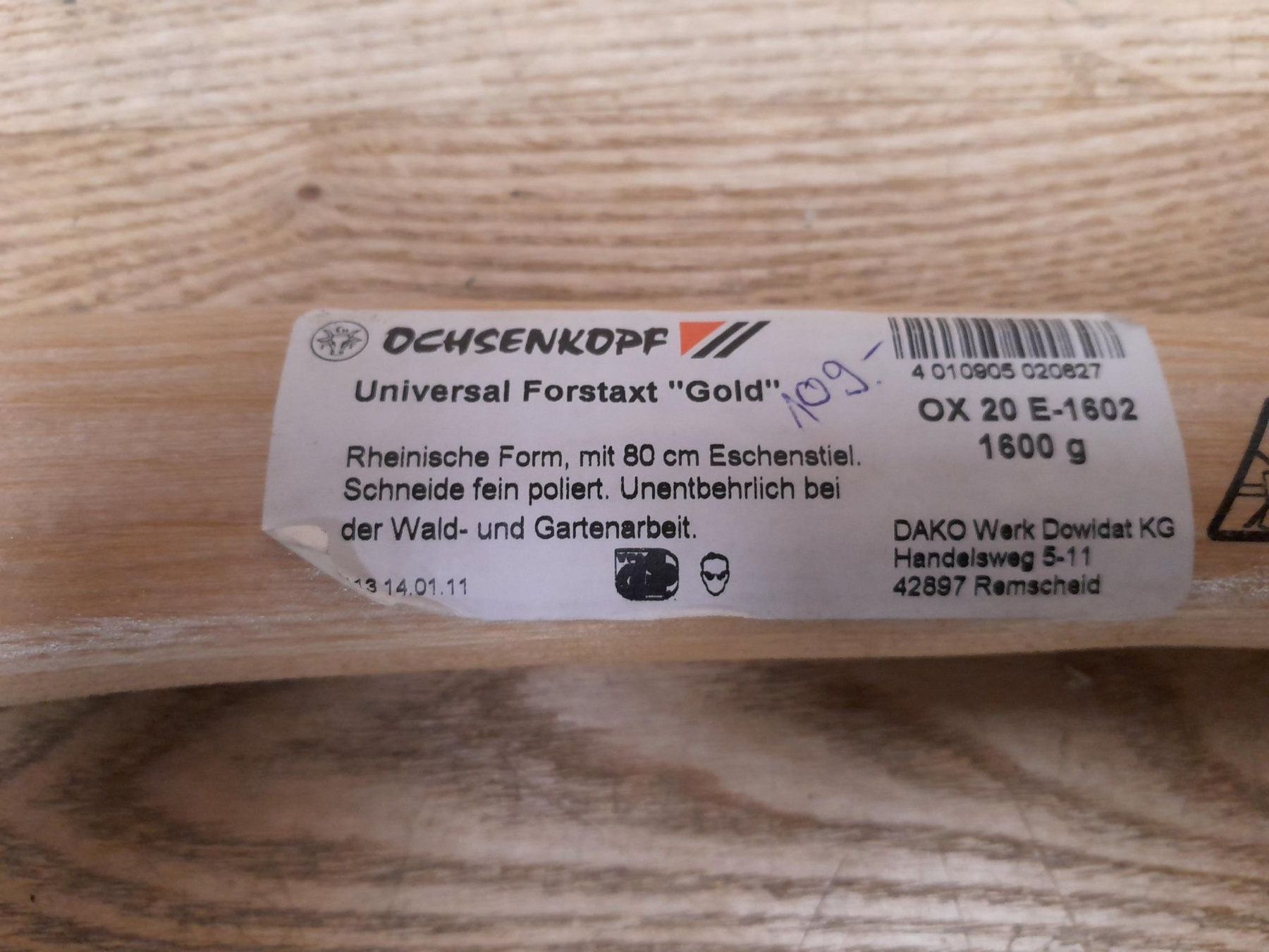 Alle Werkzeuge: Forstaxt Gold von Ochsenkopf, 1600g, – Neu und originalverpackt aus Mollis von Pela0 2