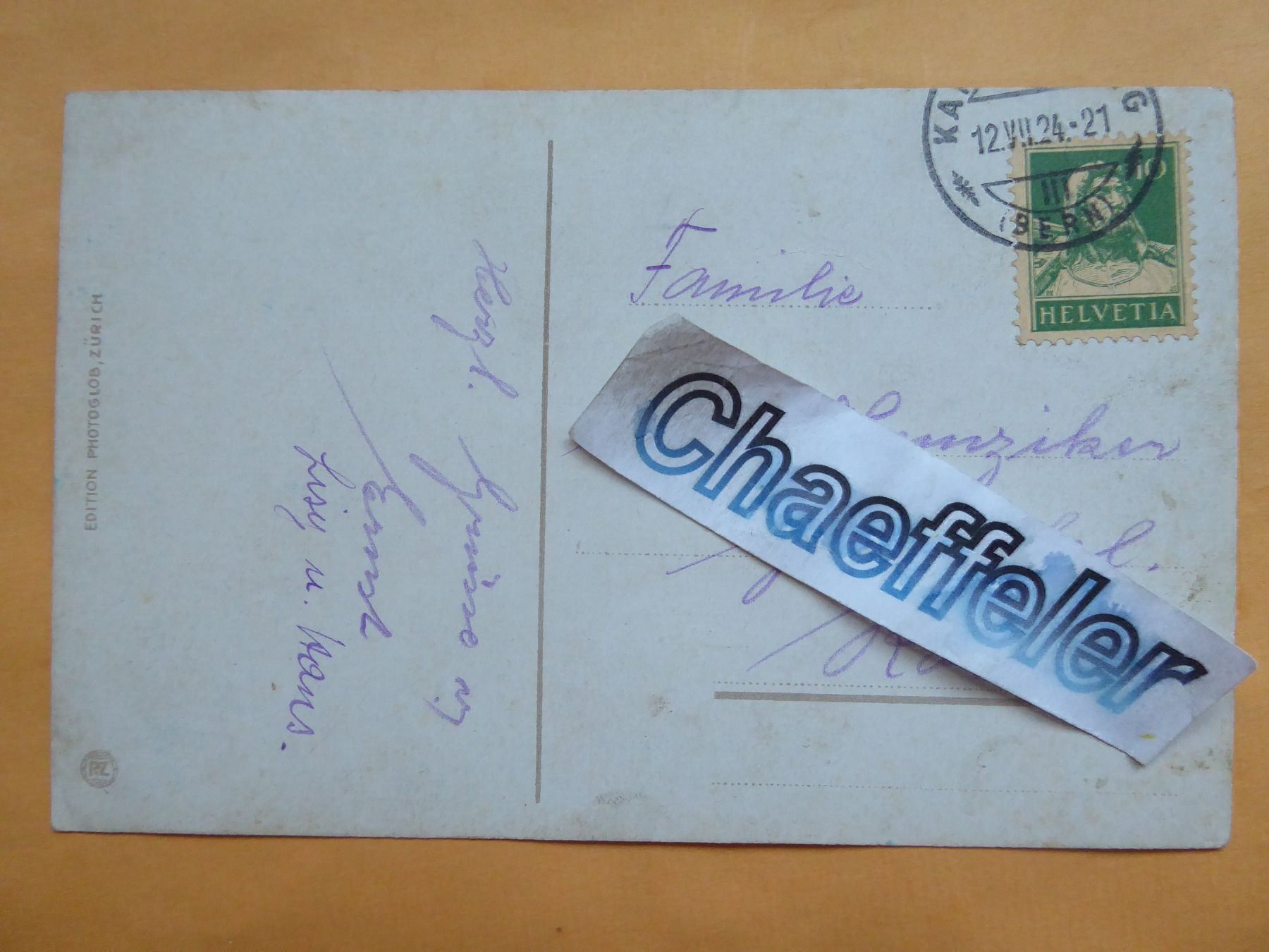 Cartoline postali: 1924  v 30757 Lötschbergbahn, Blausee – Usato da Zürich venduto da Chaeffeler 1