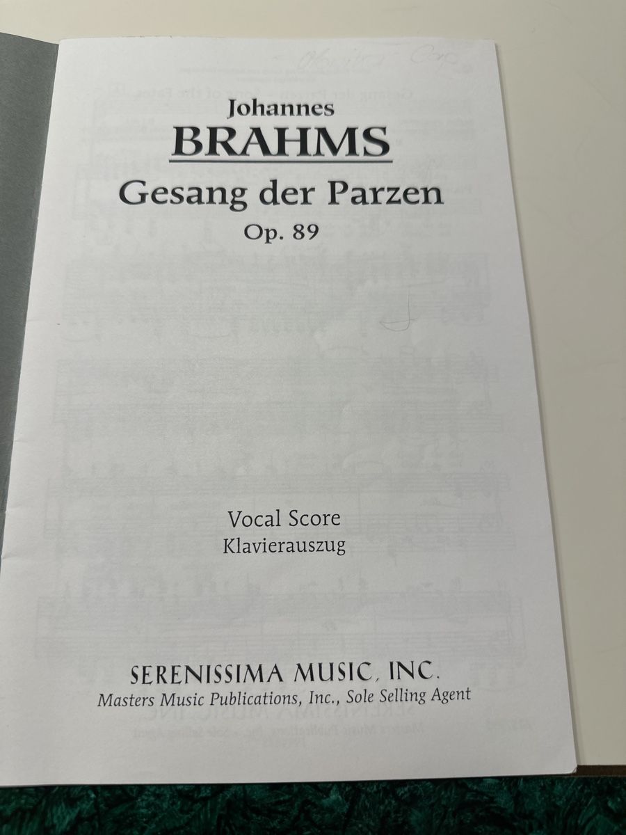 Bücher: Brahms Gesang der Parzen Op. 89 Noten – Gebraucht aus Wald ZH von Martin79 1