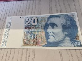 Banknote 20 Franken Saussure Serie 7. 1978