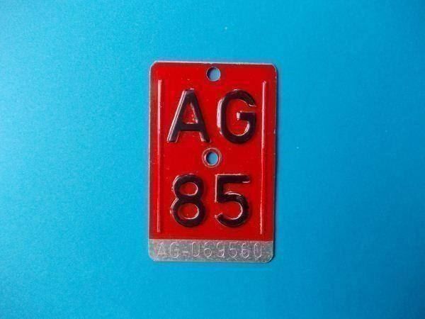 Insegne: Velonummer / Fahrradnummer  AG 85 – Usato da Gsteigwiler venduto da HORMIGA21