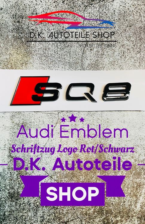 Audi 4M8071804 SQ8 Black Edition Emblème Lettres du modèle autocollant Noir/rouge