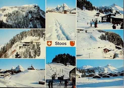 Cartoline postali: Mehrbild-AK STOOS Standseilbahn, Skilift – Usato da Jona venduto da philajona