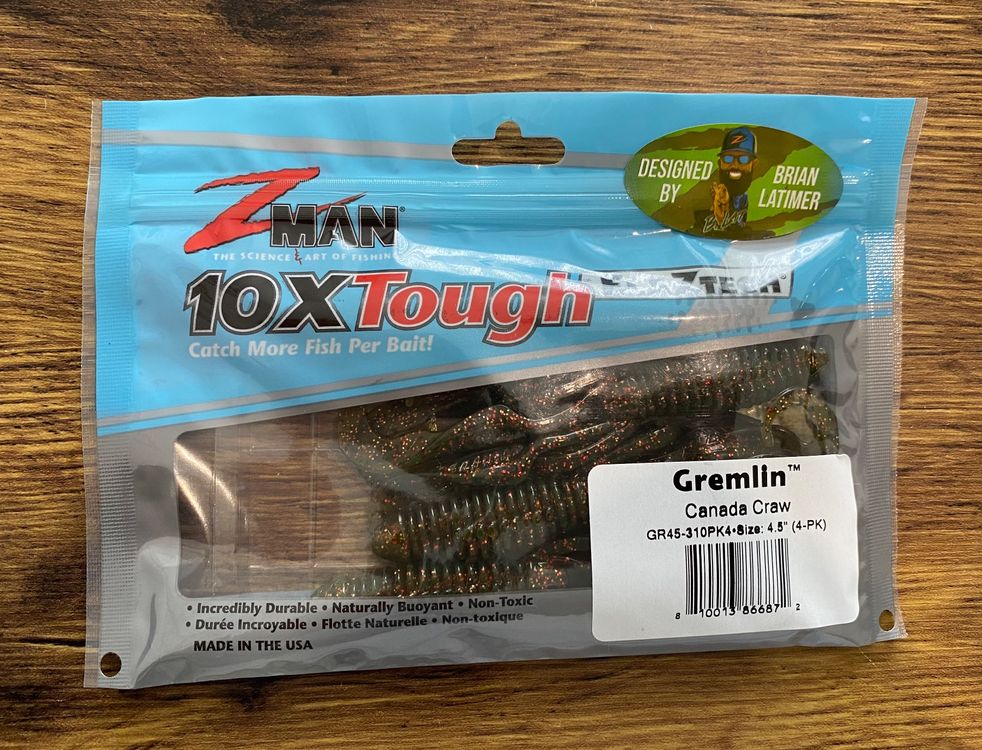 Z-MAN Fishing Products GR45-02PK4 Gremlin 4.5 in. Lures Black & Blue