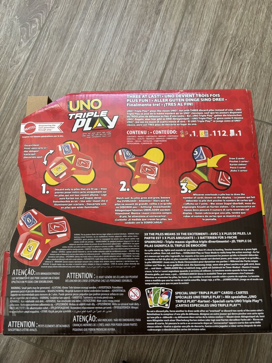 Giochi: UNO Triple Play jeu de société neuf – Nuovo (secondo la descrizione) da Wavre venduto da lin_v77j 1