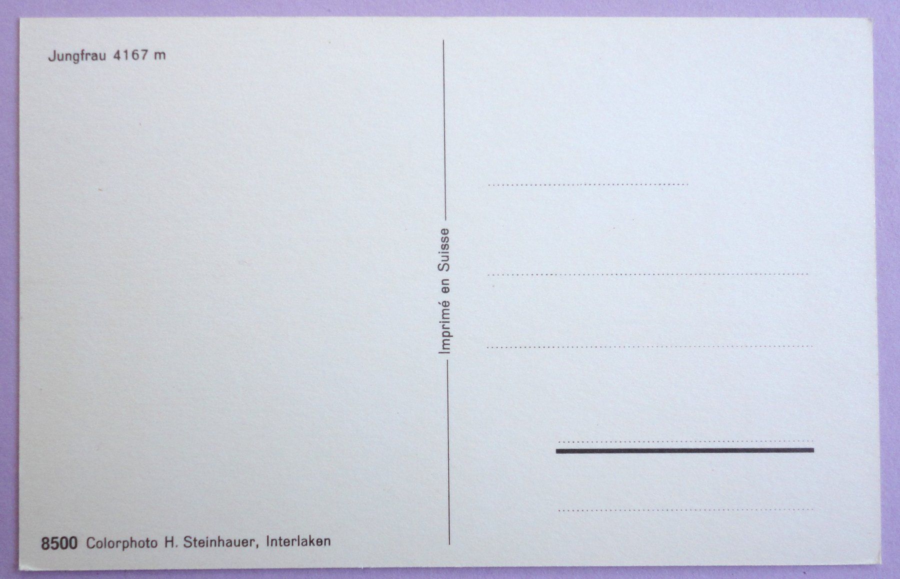 Cartoline postali: Jungfrau 4167 m – Usato da Fétigny venduto da Billy2miny 1