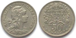 PORTUGAL 50 Centavos 1929 Ku-Ni ERHALTUNG! vz