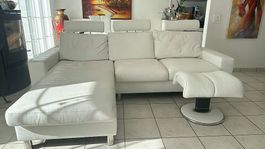 Stressless Ecksofa Leder weiss mit Hocker guter Zustand