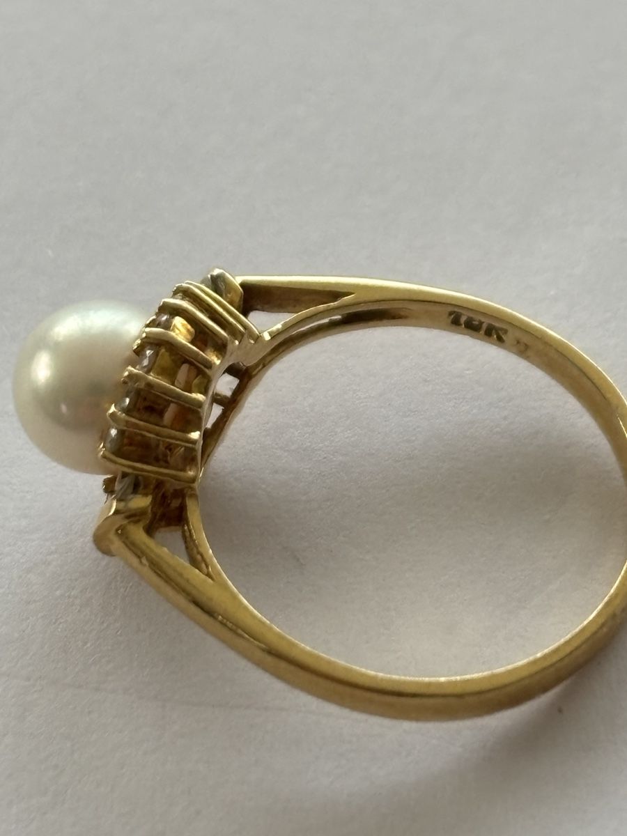 Anelli: Gelbgoldring/Perle / Diamanten 18 Ka – Usato da Langnau am Albis venduto da flusspflege 5