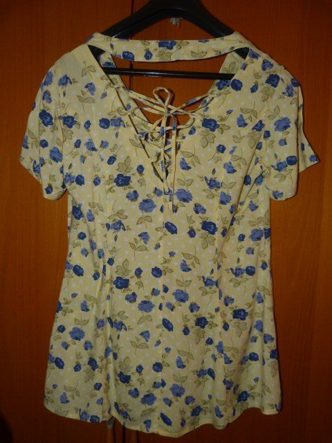 Camicette: Bluse mit Schnürung, Gr. 40, gelb-blau – Usato da Nunningen venduto da Fashion-Ave51 3