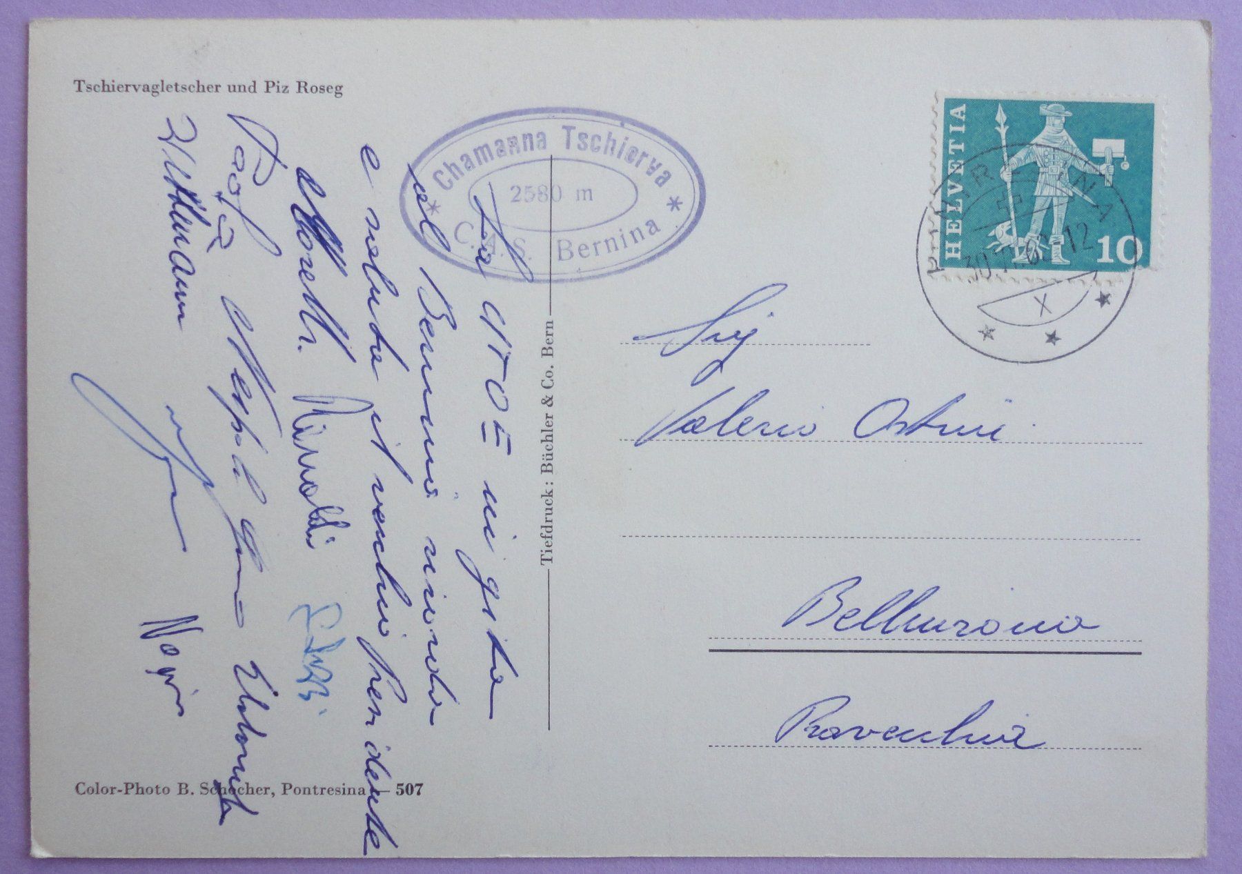 Cartoline postali: Tschiervagletscher und Piz Roseg – Usato da Fétigny venduto da Billy2miny 1