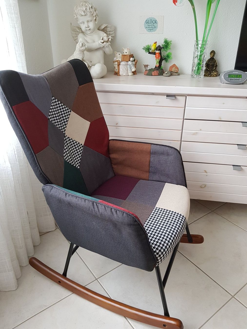 Vidaxl Sedie: Schaukelstuhl mit Patchwork Stoff, neuwertig! – Nuovo (secondo la descrizione) da Berneck venduto da heikodzint 5