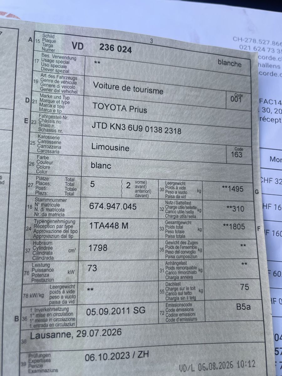 Toyota Autos: Toyota Prius – D'occasion à Lausanne par axd_5std 2