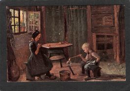 #Oelkunst - Postkarte , Die Geschwister , R.Bressler